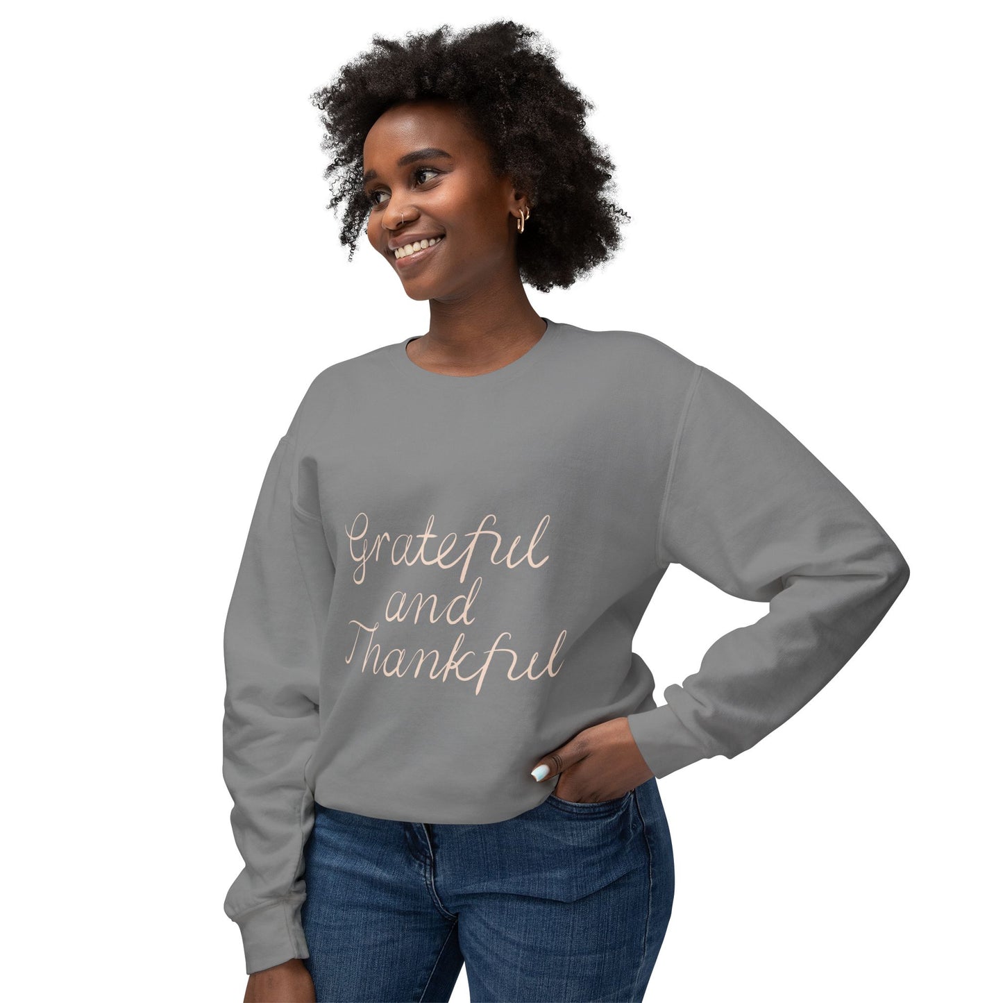 Thankful and grateful Unisex Lightweight Crewneck Sweatshirt