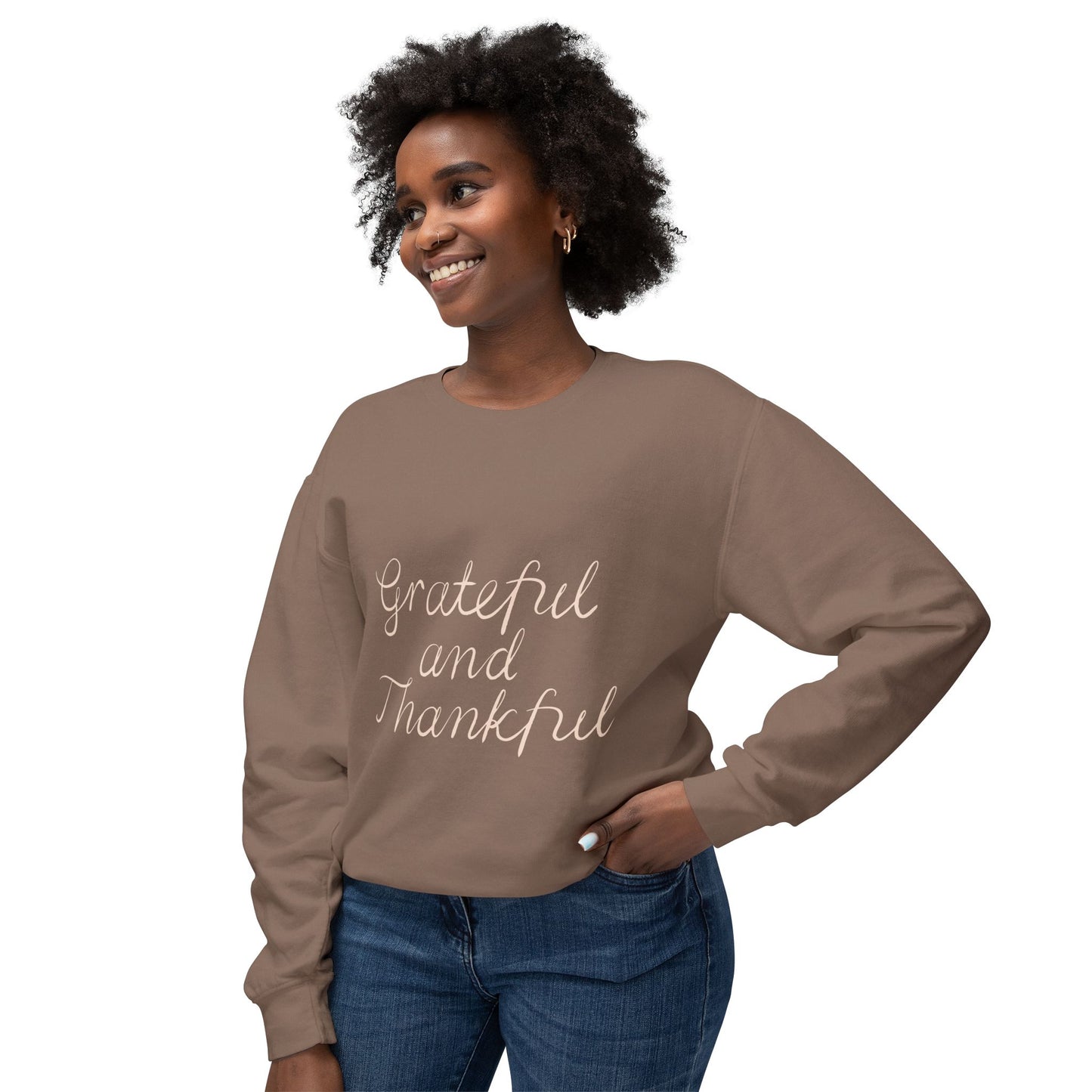 Thankful and grateful Unisex Lightweight Crewneck Sweatshirt
