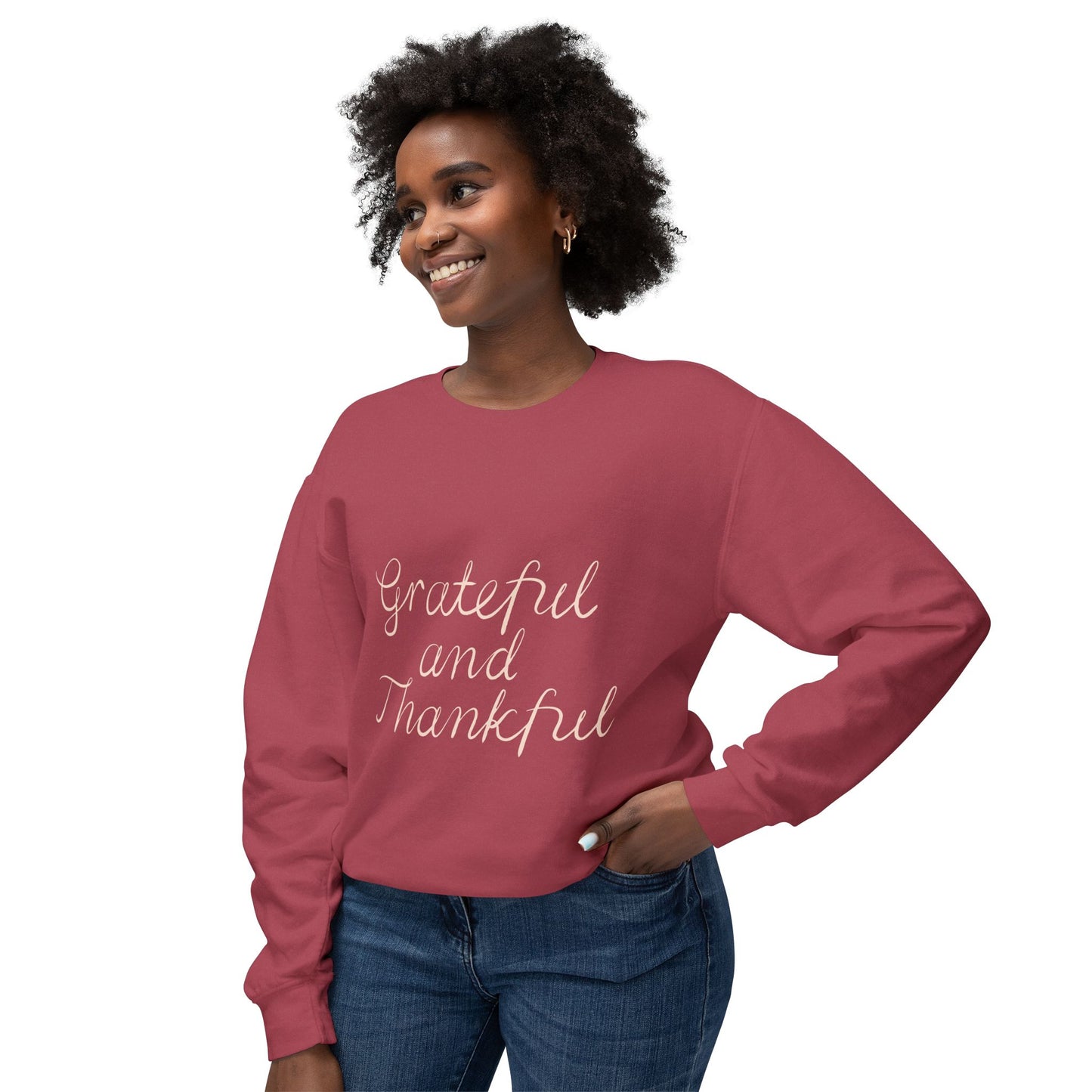 Thankful and grateful Unisex Lightweight Crewneck Sweatshirt