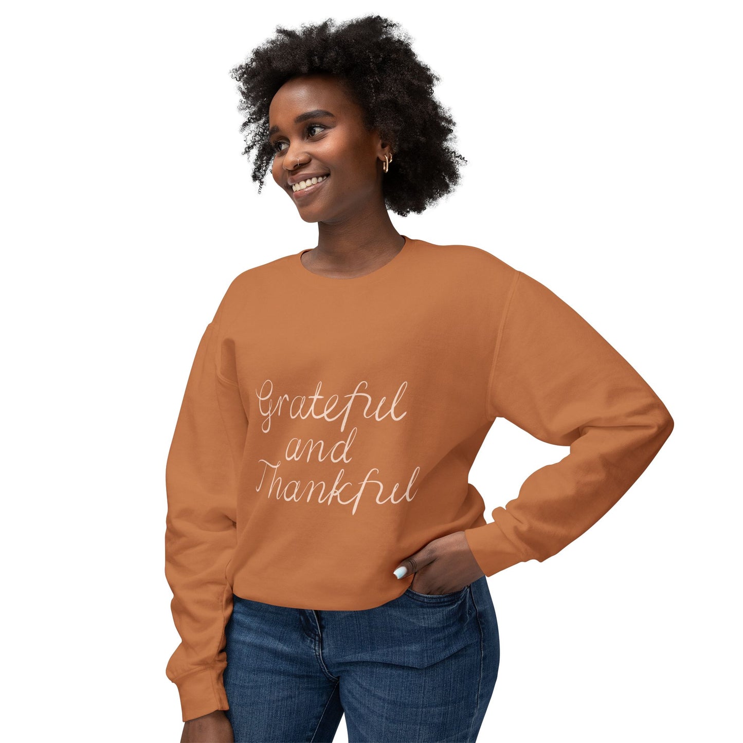 Thankful and grateful Unisex Lightweight Crewneck Sweatshirt