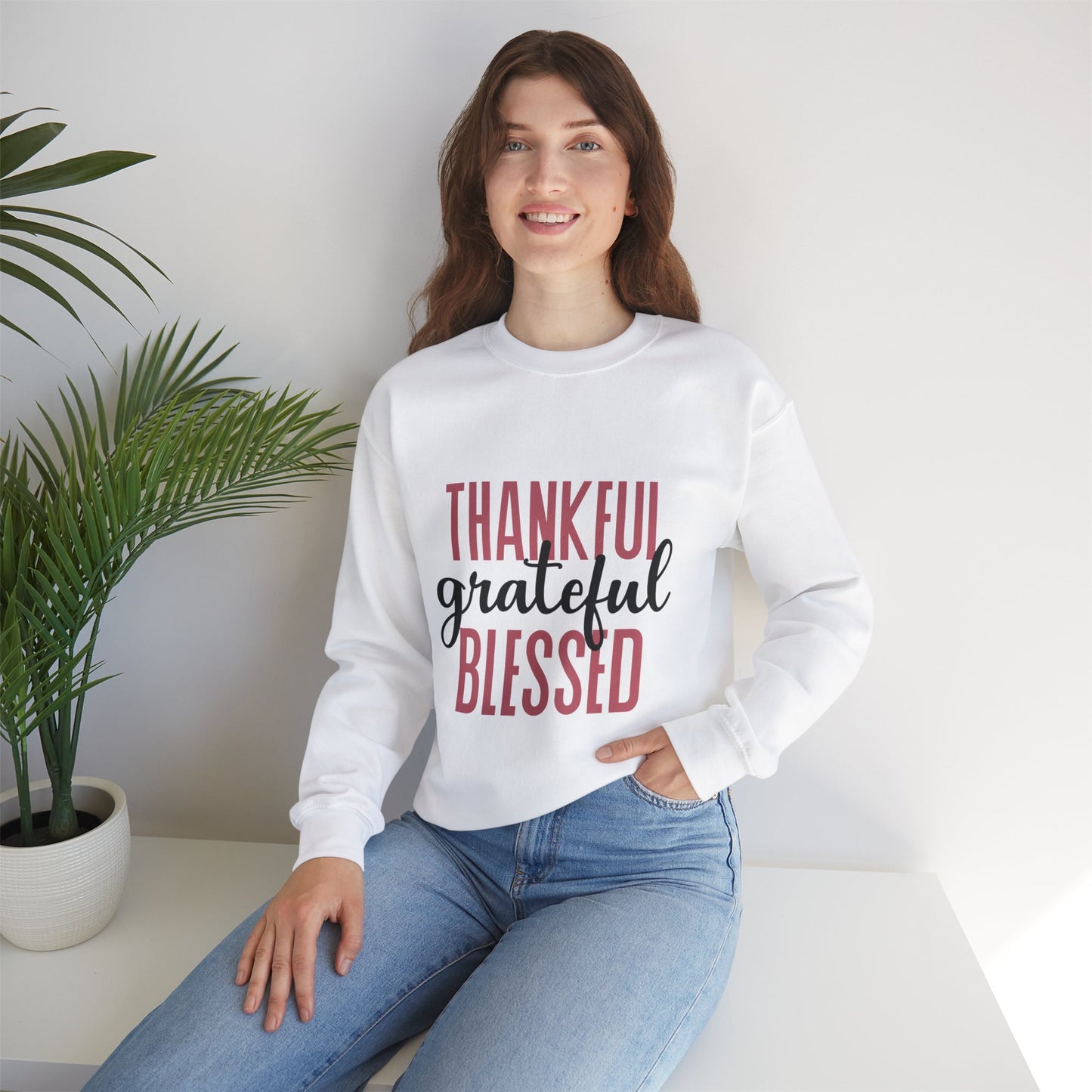 Thankful grateful blessed Unisex Heavy Blend™ Crewneck Sweatshirt