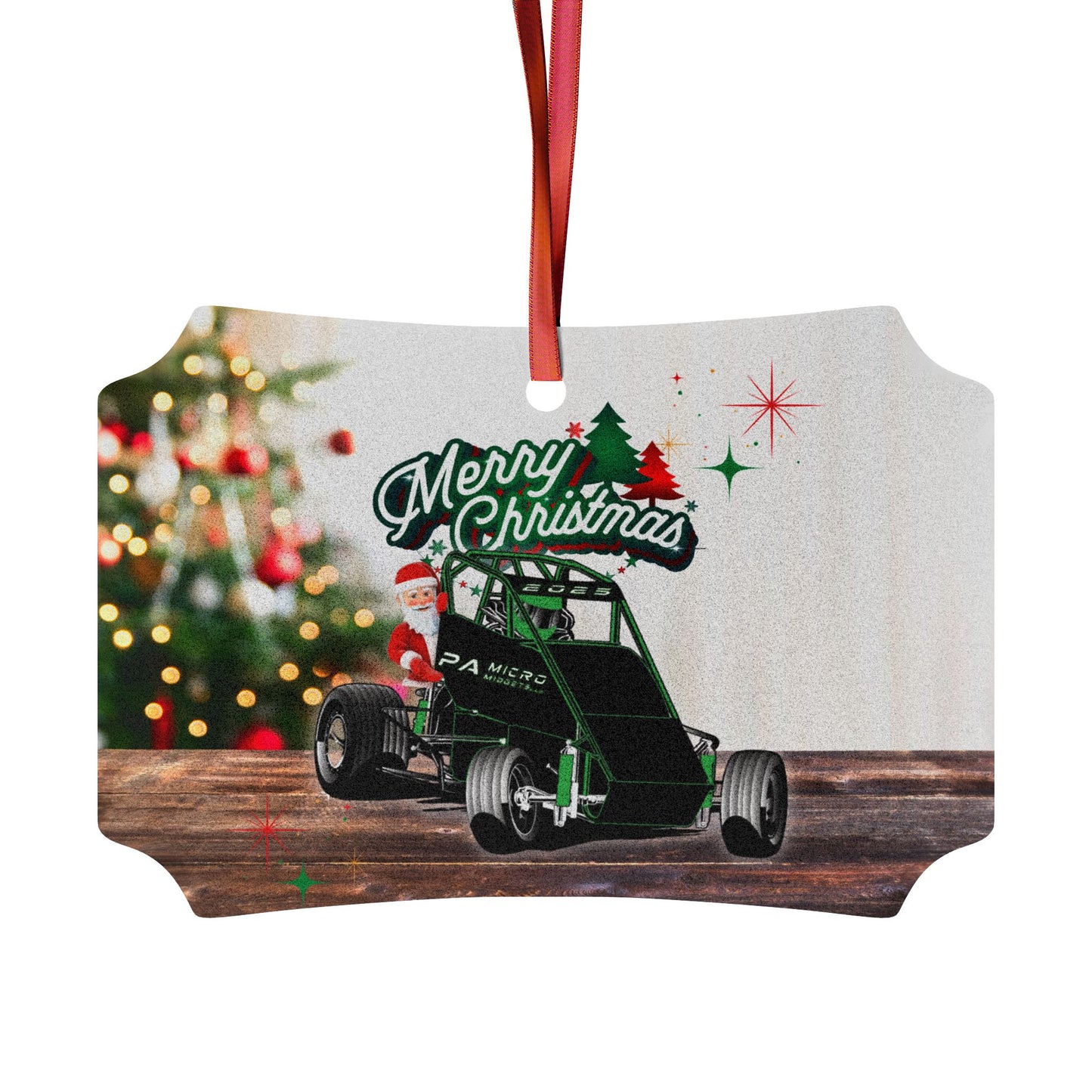 PAMM Merry Christmas Sprint Car Aluminum Ornament