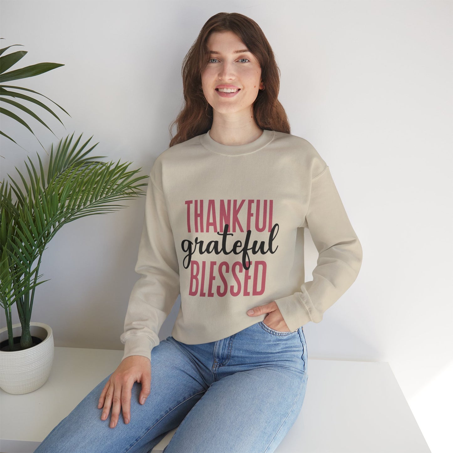 Thankful grateful blessed Unisex Heavy Blend™ Crewneck Sweatshirt