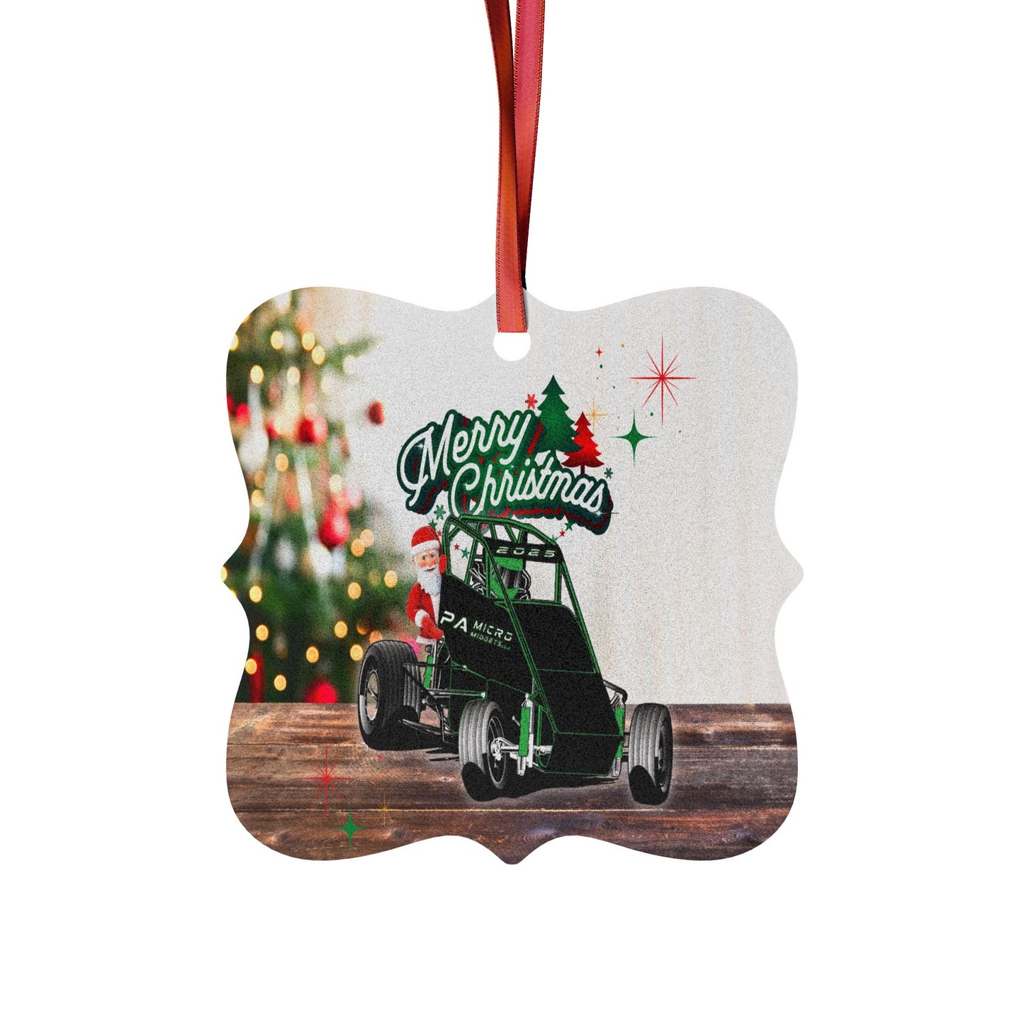 PAMM Merry Christmas Sprint Car Aluminum Ornament